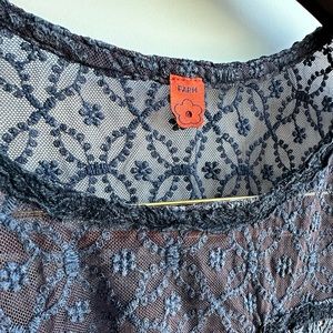 Farm Rio navy blue lace dress